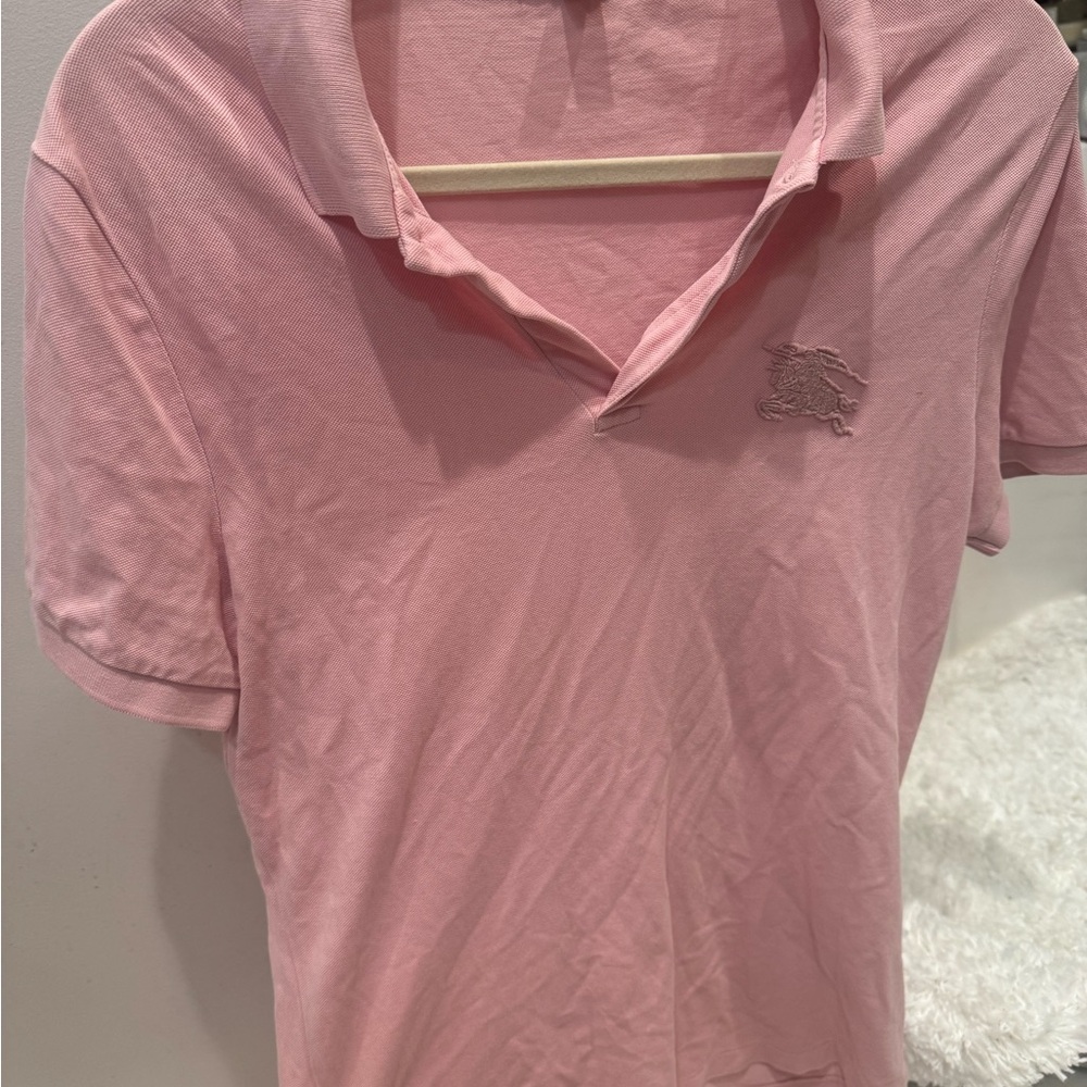 Men Burberry Pink Polo Shirt with Logo